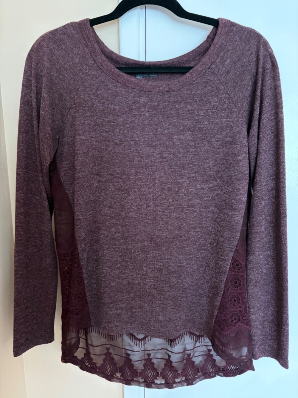 Brixon Ivy Women’s Burgundy Lace Back Long Sleeve Top Size S